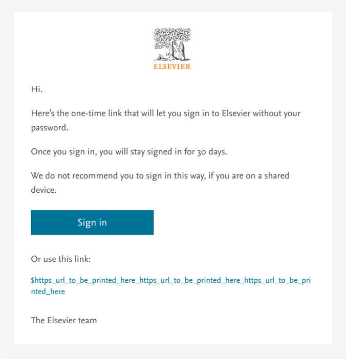 screenshot of the password reset message